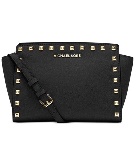 michael kors selma messenger bag studded|Selma Medium Saffiano Leather Crossbody .